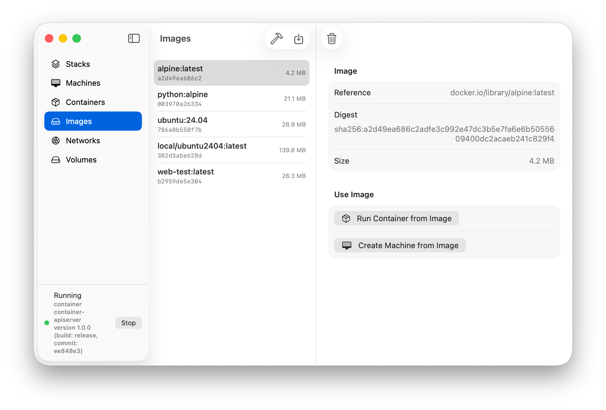ContainerManager image build screenshot