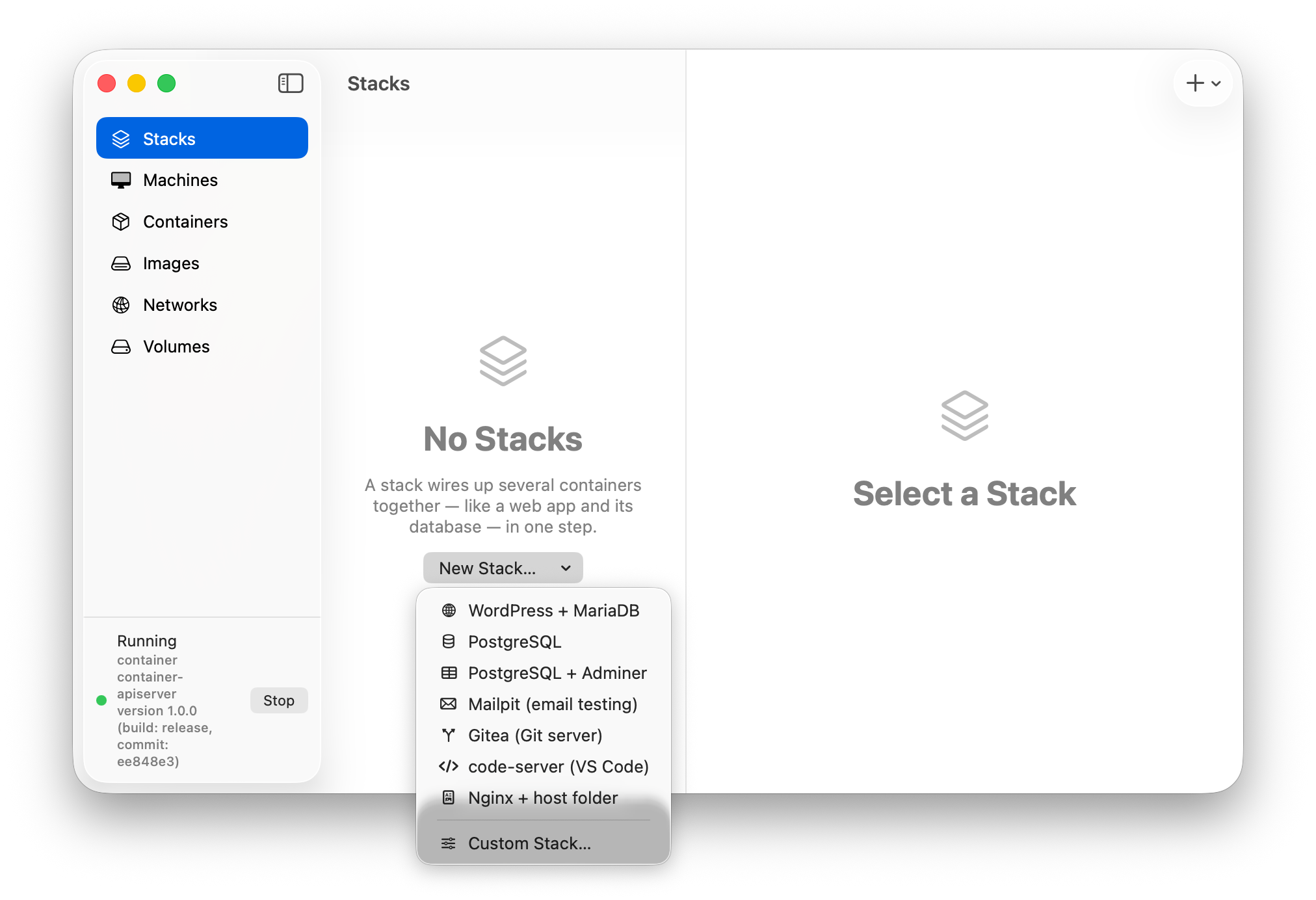 ContainerManager stacks screenshot